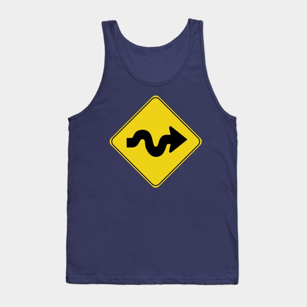 Caution Road Sign Swervy Arrow Right Tank Top by shanestillz